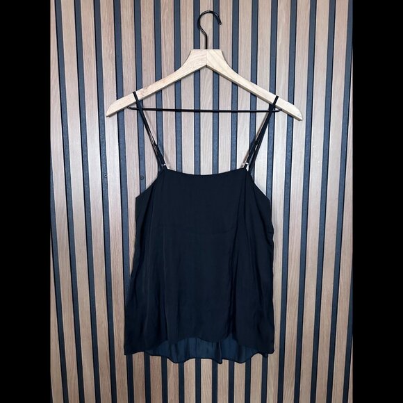 Moda International Black Camisole Small Womens Black Y2K Lace Trim Popover - Picture 2 of 5